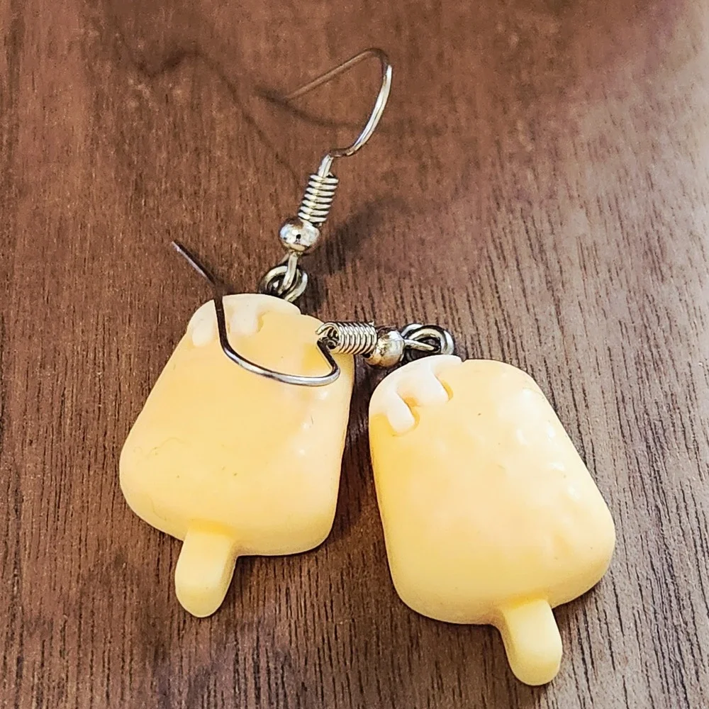 Yellow Popsicle Drip Earrings Resin Food Novelty Ice‎ Cream Summer Drop Jewelry